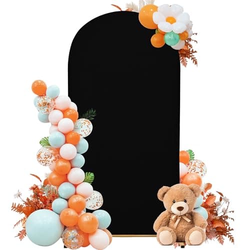 SUKAIKEQA 7.2FT Wedding Arch Cover – Stretchy Spandex Fabric Backdrop for Arch Stand – Ideal for Wedding Ceremony, Birthday Party, Baby Shower & Photo Booth Decoration (Black)