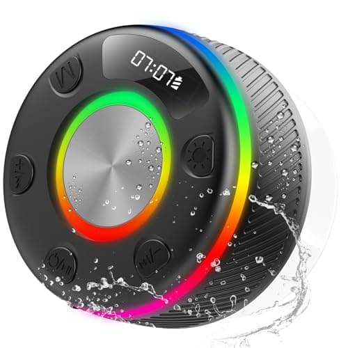 Bluetooth Shower Speaker IP7 Waterproof Portable Speakers HD Sound 24H | with HD sound & suction cup for Home/Party/Outdoor/Beach Durable build, RGB lights, LED time display & mic for shower. — image 1
