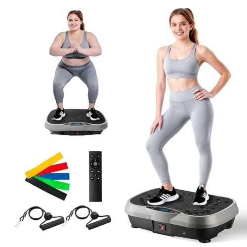 ALSO GO Vibration Plate Exercise Machine, 10 Preset Modes & 200-Level Full Body Workout Vibrating Plate for Lymphatic Drainage Weight Loss, 400lbs Capacity Shake Fitness Platform with Resistance Bands