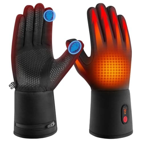 Thin Heated Gloves for Men Women Rechargeable,Electric Winter Work Gloves | Touchscreen Gloves for Cold Weather,Winter Gloves for Motorcycle Skiing Hunting Cycling Camping, waterproof and warm — image 1