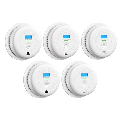 X-Sense Smoke Detector and Carbon Monoxide Detector, SC01, 5-Pack | 10-Year Sealed Battery (Not Hardwired), Real-Time CO and Battery LCD Display, UL 217 & UL 2034 Certified