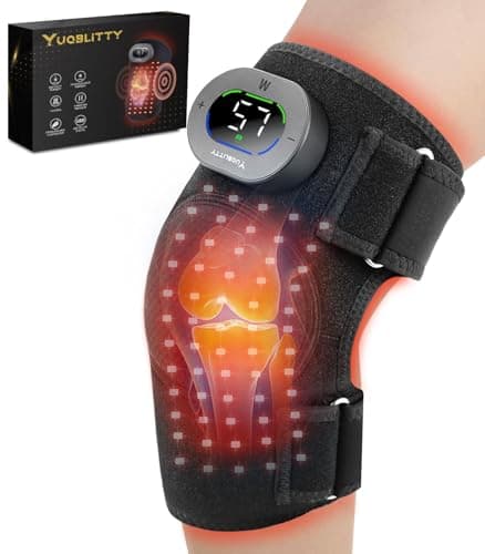 YUQBLITTY Red Light Therapy & Vibration Knee Massage Cordless, Multi-wavelength 660nm & 850nm Infrared Portable Heated Knee Brace, Red Light Therapy Wrap for Knee/Elbow/Shoulder Joints, 20-min Timer