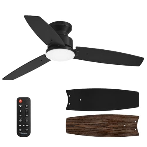 Conciseer 42 Inch Ceiling Fans with Lights and Remote, Flush Mount, Black — image 1