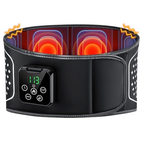 YUHUO Lower Back Massager with Heat, Heating Pad for Back Pain Relief, Wrap Around Heating Pad with 4 Heat 3 Vibration, Adjustable Size, Touchscreen Control, Gifts for Women Men Mom Dad