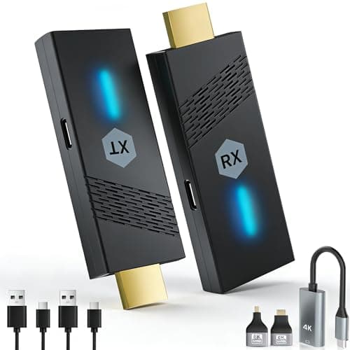 2026Upgrade Wireless HDMI Transmitter and Receiver, Plug&Play 2.4G/5G Wireless HDMI Extender Kit, 492ft/150m, 4K Decode 1080P@60Hz, Work for Video/Audio to Monitor from Laptop/PC/Projector