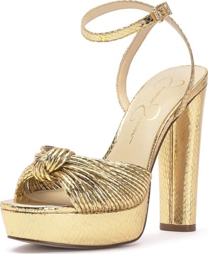 Jessica Simpson Womens Immie Platform Sandal with Ankle Strap, Gold, 8