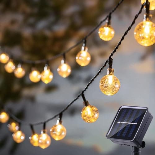 Solar String Lights, Small Crystal Ball ,Outdoor String Light 60 LED 40ft 8 Lighting Modes Waterproof Solar Powered Patio Solar Light for Garden Yard Porch Wedding Party Decor (Warm White)