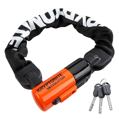 Kryptonite Evolution 1055 Mini Bike Chain Lock, 1.8 Feet Long 10mm Steel Chain Heavy Duty Anti-Theft Sold Secure Gold Bicycle Chain Lock with Keys for E-Bike, Motorcycle, Scooter, Bicycle, Fence