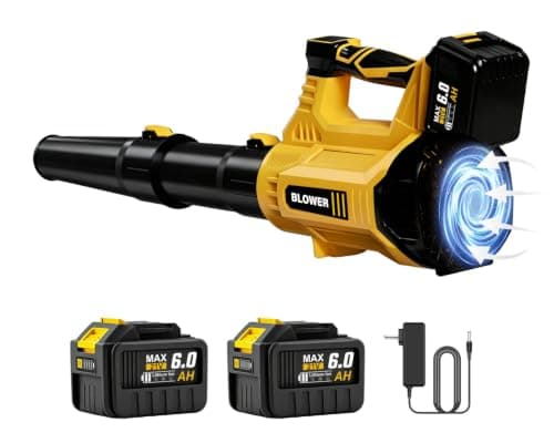 Leaf Blower Cordless - 800CFM Electric Leaf Blower with 2 * 6.0Ah Batteries and Charger, 6 Speed 21V Powerful Blowers for Garden Lawn Care Patio Blowing Leaves Dust Snow Gift for Men — image 1