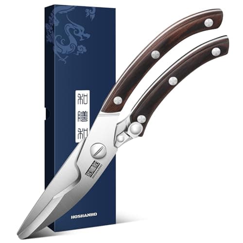 HOSHANHO Kitchen Scissors Heavy Duty, Sharp Kitchen Shears for Poultry | Stainless Steel Kitchen Scissors with Non-Slip Handle & Safety Lock, All Purpose Cooking Scissors for Meat、Turkey、Vegetables — image 1