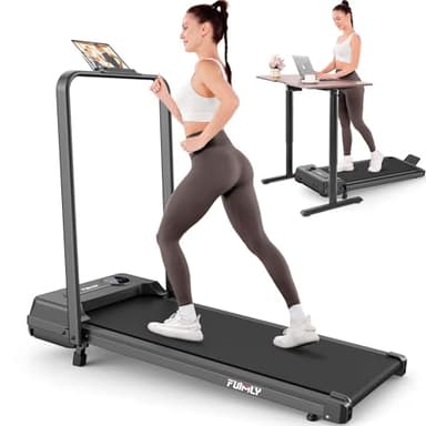 FUNMILY Foldable Walking Pad with Handle Bar, 4 in 1 Under Desk Treadmill with Incline, 2025 Upgraded Smart Folding Treadmill for Home/Office, 300 lbs Weight Capacity, Ultra-Quiet