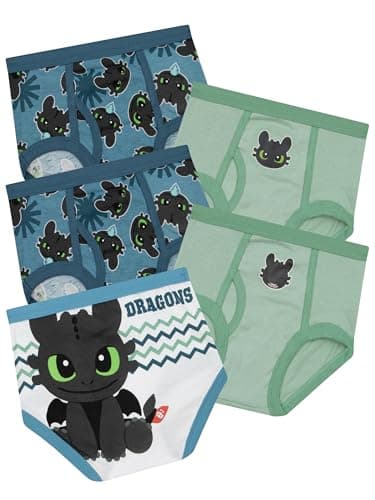 How To Train Your Dragon Pants 5 Pack, Toothless Boys Underwear, Dragon Kids Underwear Pack Of 5, Multicolor 6