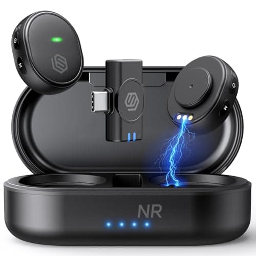 2-Pack Wireless Microphone for iPhone/Android/iPad, 3-Level AI Noise Canceling USB-C Clip-on Mic with Charging Case, Lightning, Mini Lavalier Microphones for Vlogging, Recording, YouTube, TikTok