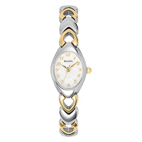 Bulova Ladies' Classic Two-Tone Stainless Steel 3-Hand Quartz, White Patterned Dial Style: 98V02