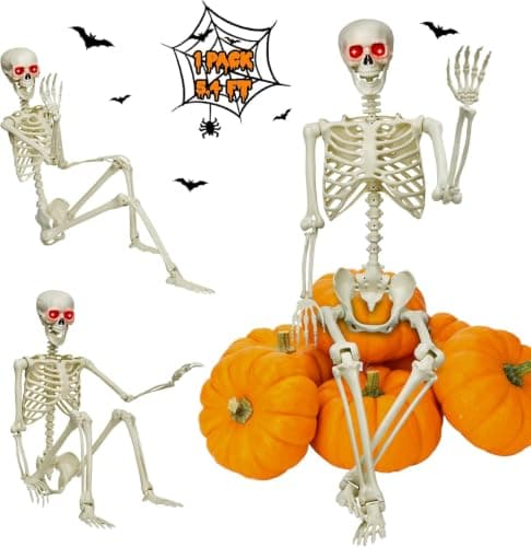 Halloween Decorations Outdoor 5.4Ft Life-Size Realistic Posable Skeleton | Full Body Realistic Human Bones with Posable Joints, Durable Outdoor/Indoor Spooky Skeleton Prop for Haunted House, Yard — image 1