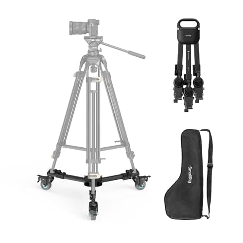 SmallRig Quick-Lock Photography Heavy Duty Tripod Dolly, Heavy Duty with 3" Rubber Wheels, Adjustable Legs, Handle & Carry Bag, 44.1lbs Capacity Tripod Wheels for Filming and Photography
