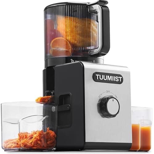TUUMIIST Cold Press Juicer Machine, 6.5" Large Feed Chute Masticating Extractor, Easy to Clean for Whole Fruits & Vegetables, High Yield
