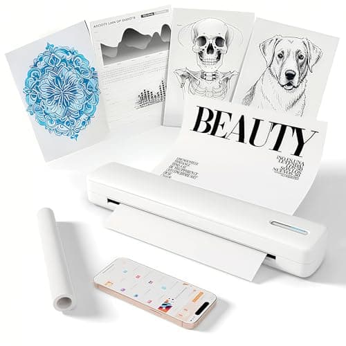 TAGZILO C80 Wireless Printer, Inkless Portable Printer for Travel, Supports A4 8.5 x 11 Inch Thermal Paper, Compatible with Phone & Laptop (White)