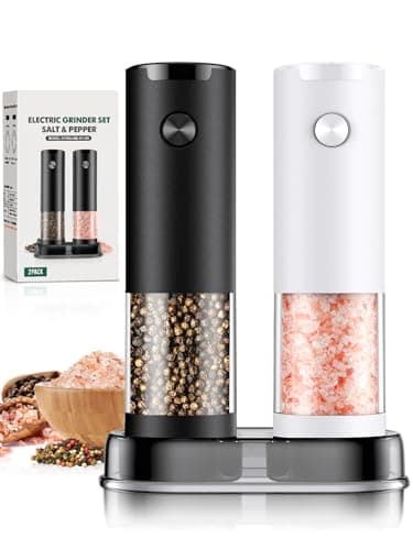 Electric Salt and Pepper Grinder Set Automatic Grinder for Kitchen Battery Pepper Mill Shakers Adjustable Coarseness Upgraded Larger Capacity with Led Gifts for Mom