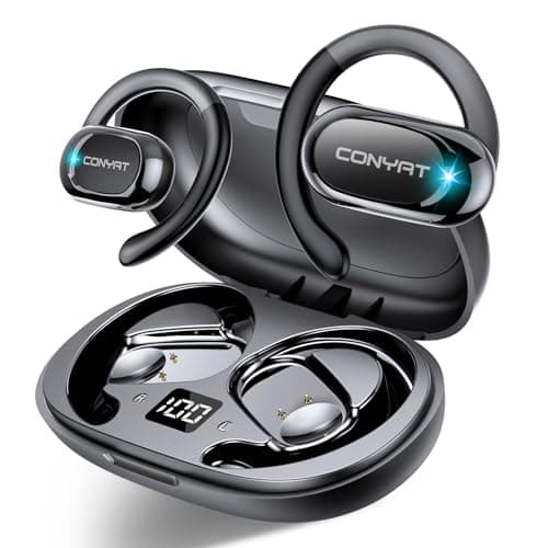 Wireless Earbuds Bluetooth 5.4 Open Ear Headphones with Earhooks, Black | 3-in-1 AI Real Time Translator with Audio/Video Call Translation. 58H Battery & Comfortable Over Ear for Learning Workout — image 1