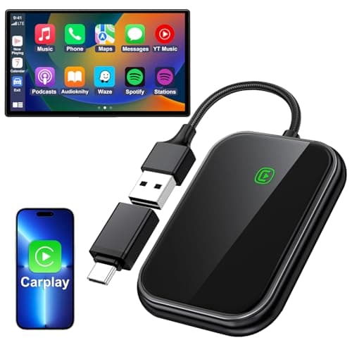 Sctrie Wireless Carplay Adapter for Apple - 2025 Upgrade Seamless Connection Convert Wired to Wireless Car Play Adapter Plug & Play No Lag CarPlay Wireless Adapter Fit for iPhone iOS 10+ (Black)