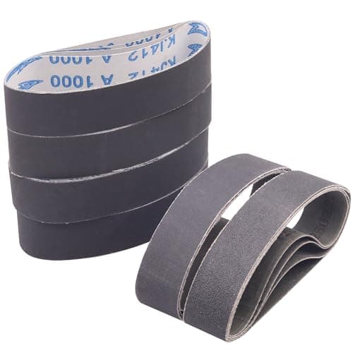 Taokyid 24 Pcs 1.2 x 13 Inch Replacement Knife Sharpener Sanding Belt, 330x30mm Silicon Carbide Sanding Belt - 3 Pcs Each of 120 240 400 600 800 1000 Grits 1.2"x 13" Sanding Belts