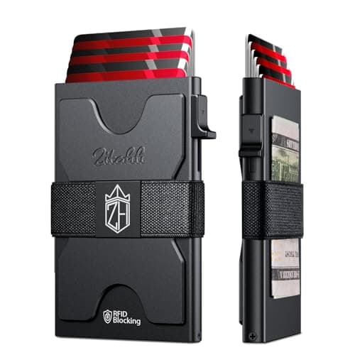 Zitahli Card Holder Wallets for Men - Slim Wallet Holds 6+6 Cards, Metal Card Holder, Minimalist RFID Blocking Wallets with Pop-Up Function, Ultra-Thin, Men's Accessories, Gifts for Him