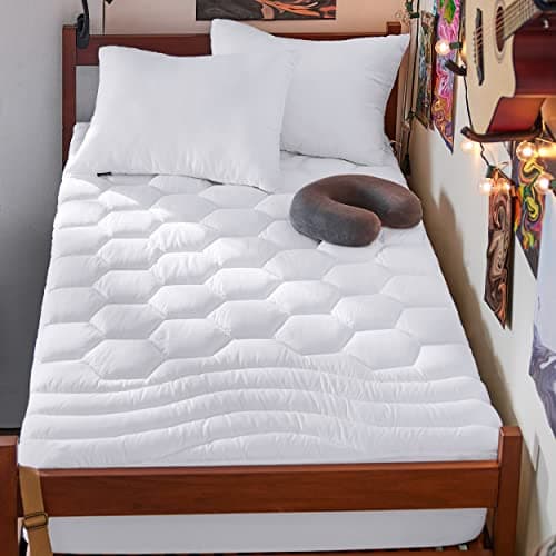 Bedsure Twin XL Mattress Pad, Mattress Topper with 8-21 Inches Deep Pocket | Good Housekeeping Seal, for College Dorm Room Essentials, Extra Long Twin Quilted Fitted Bed Protector, White, 39x80 Inches — image 1