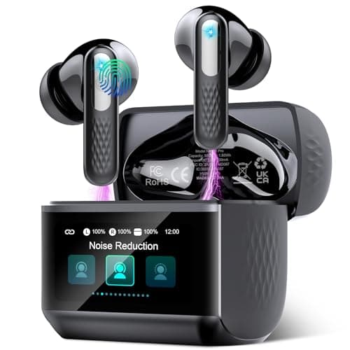 Wireless Earbuds, Touch Screen Case, ANC/ENC Noise Cancelling, 48H, Black | Touch Screen Controls, 5 EQ Modes, Bluetooth 5.4, HiFi Stereo, Transparency Mode, IPX7 Waterproof, All-Day Comfor — image 1