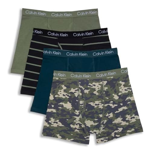 Calvin Klein Kids Boys' Modern Cotton Boxer Brief Underwear 4-Pack, Camostripe Pk, Medium