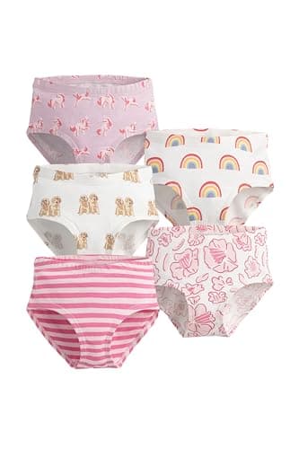 monica + andy Toddler Girl's Underwear Pack, 5 Pairs, Pink Multi, Size 2-3T, Double Layered Bottom Panel, 100% Organic Girls Underwear, Sustainable Super Soft Fabric, Sizes for Kids & Toddler