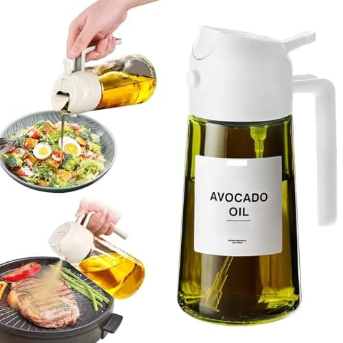 XBllcyiv 16oz/470ml Glass Olive Oil Sprayer for Cooking - 2 in 1 Olive Oil Dispenser for Kitchen Gadgets, Air Fryer, Salad, and BBQ (beige)