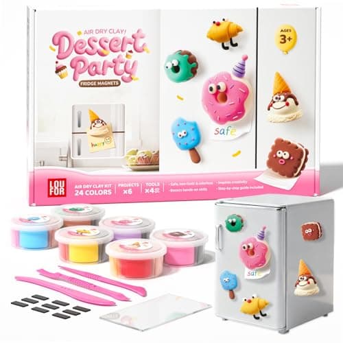 Air Dry Clay Kit for Kids - Fridge Magnets Making, 6 Boxes Modeling Clay with Sculpting Tools Tutorials, Ultra Light & Soft, Non-Toxic & Safe, DIY Arts and Crafts, Make Your Own Refrigerator Magnet