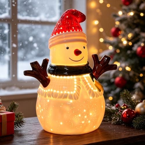 LED Ceramic Christmas Snowman Table Lamp for Bedroom Party Holiday Décor — image 1