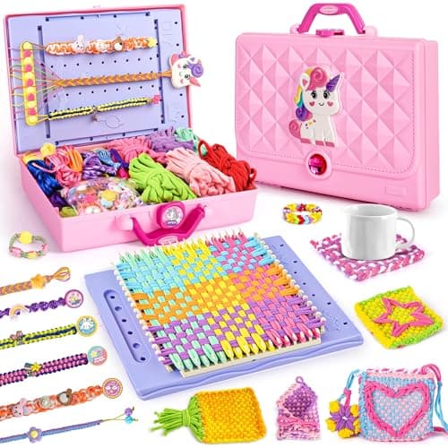ELFJOY Bracelet Making Kit, Weaving Loom for Kids, Friendship Bracelet Kit, DIY Arts and Crafts for Girls, Potholder Bag Making Coaster Weaving, Weaving Supplies for Beginners Birthday Christmas — image 1