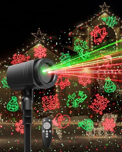 Enjoyedled Christmas Projector Lights Outdoor with 9 HD Xmas Patterns Black | RG Laser 5 Dynamic Modes, 33ft RF Remote, IP65 Waterproof, Timer, 4-Speed Modes, Indoor Outdoor Base for Home Holiday Decor — image 1