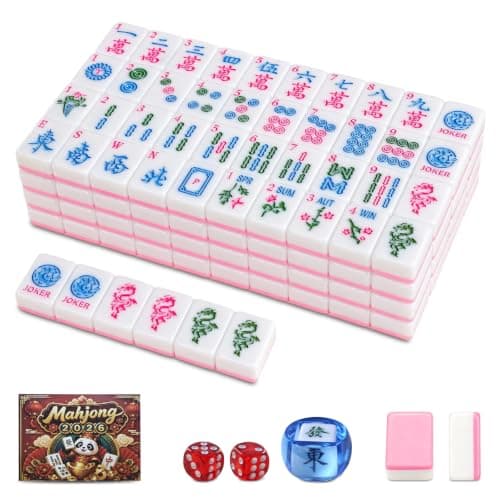 American Mahjong Tile Set, 1.2 in 166 Pink Mini Travel Mahjong Complete Set — image 1