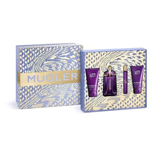 Mugler Alien - Women's 4-Piece Fragrance Set - Floral & Woody - With Jasmine, Wood, and Amber - Eau de Parfum, 2 Fl Oz & 0.3 Fl oz Travel Size, 1.6 Fl Oz Body Lotion & 1.6 Fl Oz Shower Gel