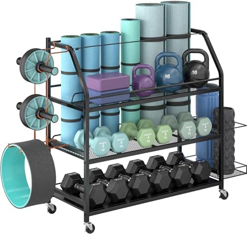Staransun Staransun Weight Rack for Dumbbells - Widened Home Gym Storage Rack - Dumbbell Rack with 4 Flexible Wheels and Unique Storage on Both Sides