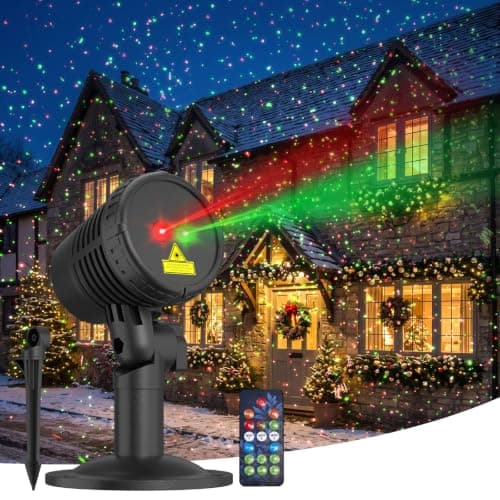 Christmas Projector Lights Outdoor, Red and Green Moving Holiday Light with Remote Show for House, Yard, Garden, Patio and Christmas Decorations — image 1