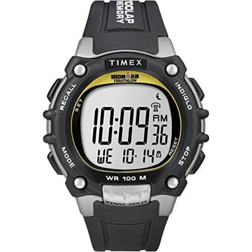 Timex Men's Ironman Triathlon Classic 100 44mm Watch – Black & Silver-Tone Case Yellow Accents with Black Resin Strap