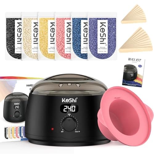 KeShi Waxing Kit for Women and Men, Digital Wax Warmer with 6 Bags Hard Wax Beads, at-Home Hair Removal Wax Kit for Full Body, Face, Eyebrow, Bikini, Legs, Brazilian Sensitive Skin — image 1
