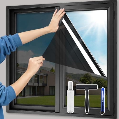 XIAWEI One Way Privacy Window Film Heat & UV Blocking, 17.5In×6.5Ft | Heat Control Window Privacy Film, Window Tint Sun Blocking Blackout, Explosion-proof Premium PET Material, Cosmic Black — image 1