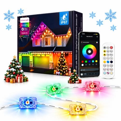 200FT Permanent Outdoor Lights for House, Christmas Lights RGBIC LED String | 96‑LED IP67 Waterproof Eaves Lights, Controlled by App & Remote, 267 Scene Modes for Halloween, Parties & Daily Home Decor — image 1