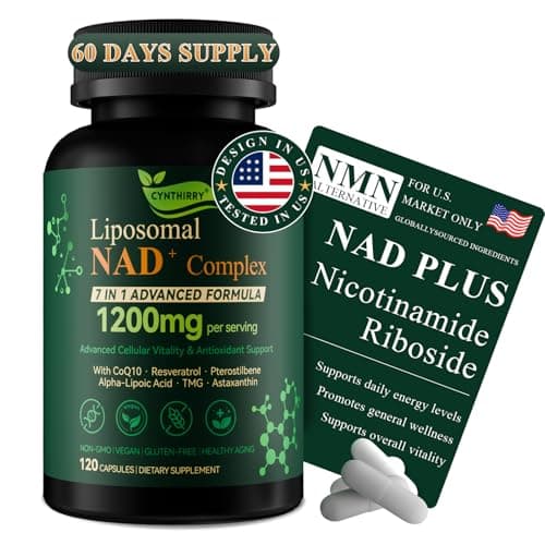 Cynthirry Liposomal NAD+ Supplement with Resveratrol, CoQ10 | Advanced Cellular Support, Nicotinamide Riboside NMN Replacement Premium Antioxidant & Energy