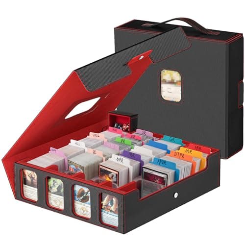 Gomyrod Card Storage Box 3200+ MTG Deck Box with 30 Colorful Divider, 4 Row Commander Trading Card Cases with Portable Handle & Display Windows, Fits for MTG/TCG/Magic Cards, Patented Design