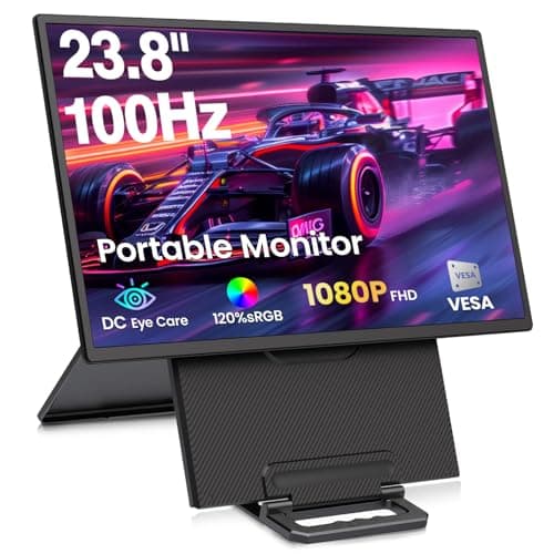 23.8'' Portable Monitor,FHD 1080P 100Hz IPS Laptop Screen Extender,USB-C HDMI Large Office Gaming Second Monitor Extender with Detachable Stand for Mac Windows PS5 Xbox Switch(Built-in Speakers)