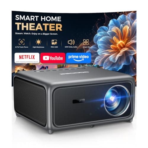 GOODEE 4K Smart Projector with AI ToF Auto Focus, WiFi 6 & Bluetooth | 4000 Lumens, HDR10+, 60W Dolby Audio, Built-in Smart OS with Popular Streaming Apps for Home Theater, Bedroom & Outdoor — image 1