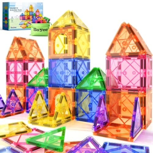 Magnetic Tiles Toddler Toys Magnetic Building Blocks for Kids Ages 3-12 STEM Educational Toys for Girls & Boys Sensory Toys for Kids with Autism Classroom Must Haves Outdoor Toys — image 1