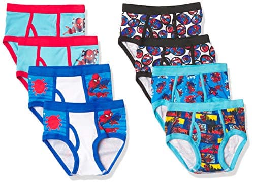 Spiderman Boys' 100% Combed Cotton Brief Multipacks with Multiple Print Choices, 8-Pack, size 6